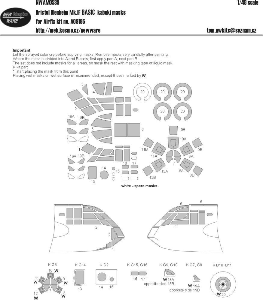 1:48 Mask Bristol Blenheim Mk.IF BASIC (AIRFIX)