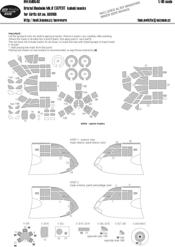 1:48 Mask Bristol Blenheim Mk.IF EXPERT (AIRFIX)