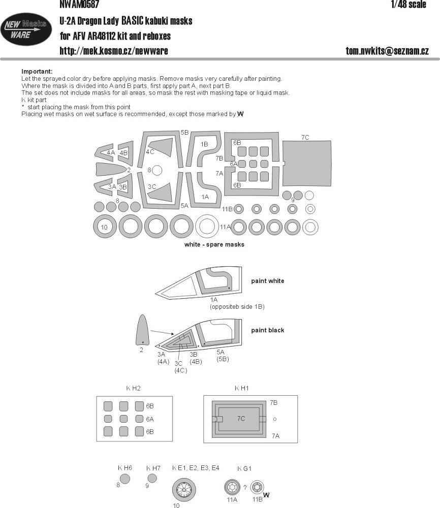 1:48 Mask U-2A Dragon Lady BASIC (AFV AR48112)