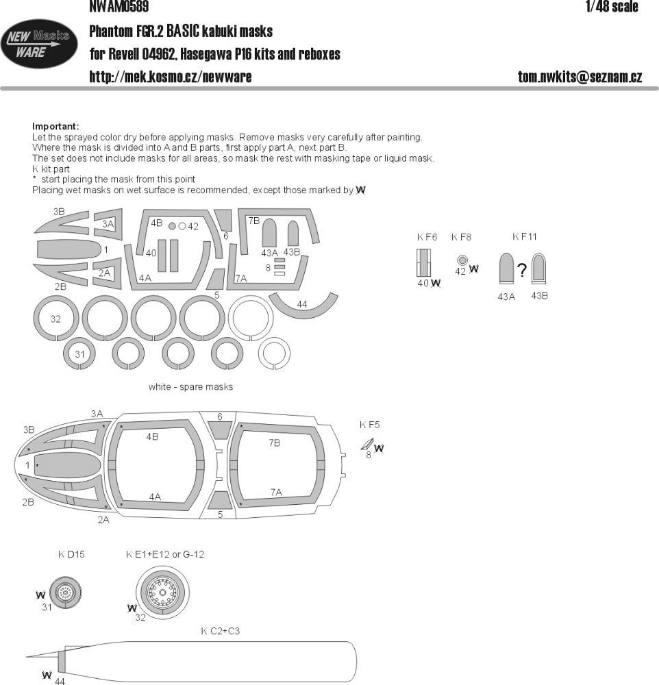 1:48 Mask Phantom FGR.2 BASIC (REV 04962, HAS P16)