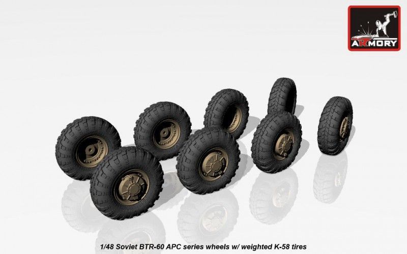 1:48 BTR-60 APC Soviet armored carrier wheels set