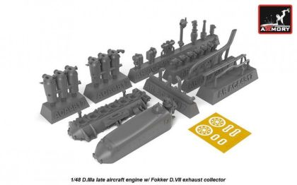 1:48 D.IIIa late aircraft engine w/ Fokker D.VII ezhaust collector