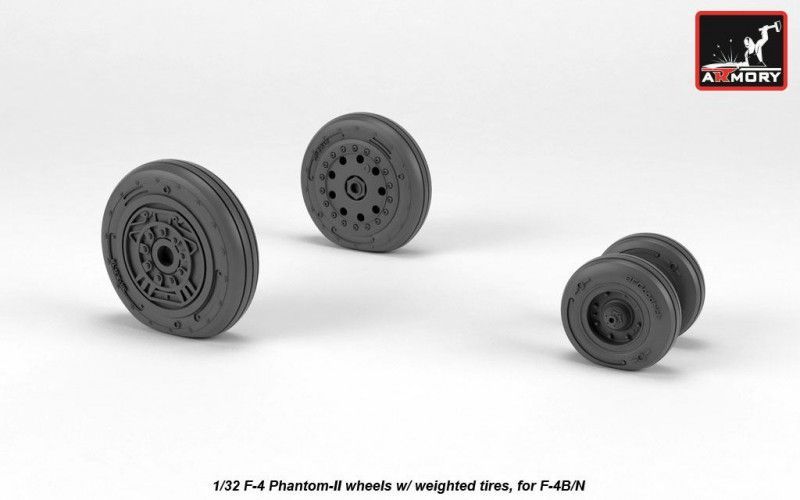 1:32 F-4 Phantom-II wheels w/ weighted tires, early