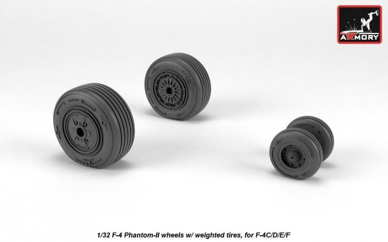 1:32 F-4 Phantom-II wheels w/ weighted tires, mid