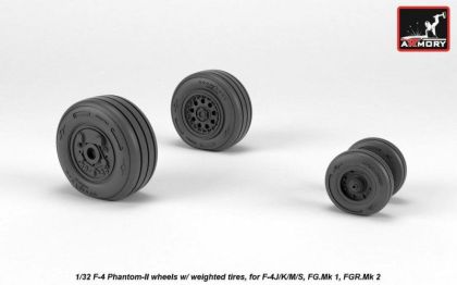 1:32 F-4 Phantom-II wheels w/ weighted tires, late