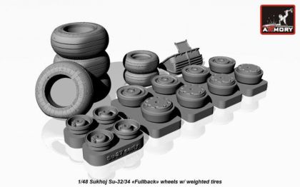 1:48 Sukhoj Su-32 / Su-34 Fullback wheels w/ weighted tires, universal