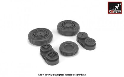 1:48 F-104A/C Starfighter early type wheels, w/ optional nose wheels & weighted tires
