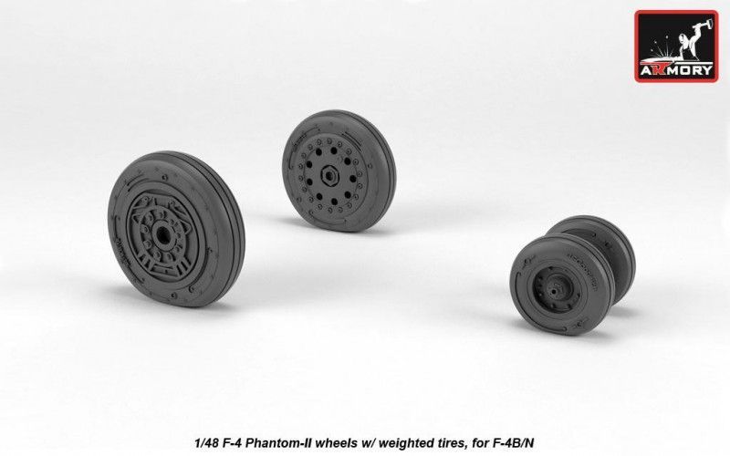 1:48 F-4 Phantom-II wheels w/ weighted tires, early
