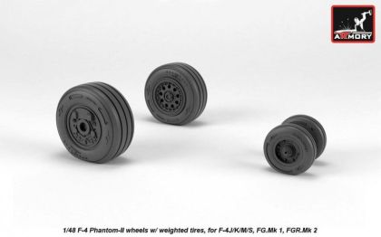 1:48 F-4 Phantom-II wheels w/ weighted tires, late