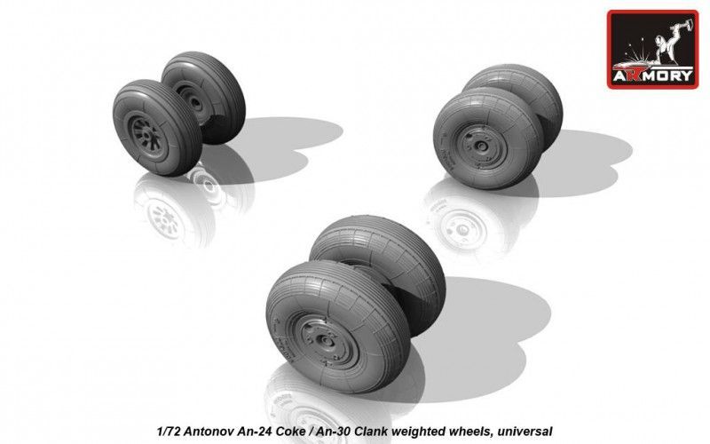 1:72 Antonov An-24 Coke / An-30 Clank wheels, weighted, universal