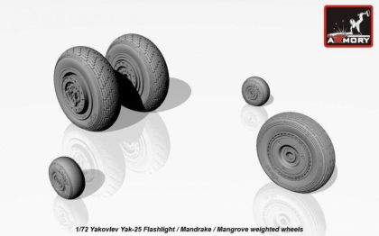 1:72 Yakovlev Yak-25 Flashlight / Mandrake / Mangrove wheels w/ weighted tires, universal