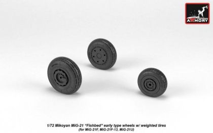 1:72 Mikoyan MiG-21 Fishbed early type wheels w/ weighted tires