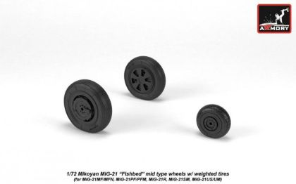 1:72 Mikoyan MiG-21 Fishbed mid type wheels w/ weighted tires