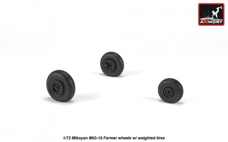 1:72 Mikoyan MiG-19 Farmer wheels w/ weighted tires, universal