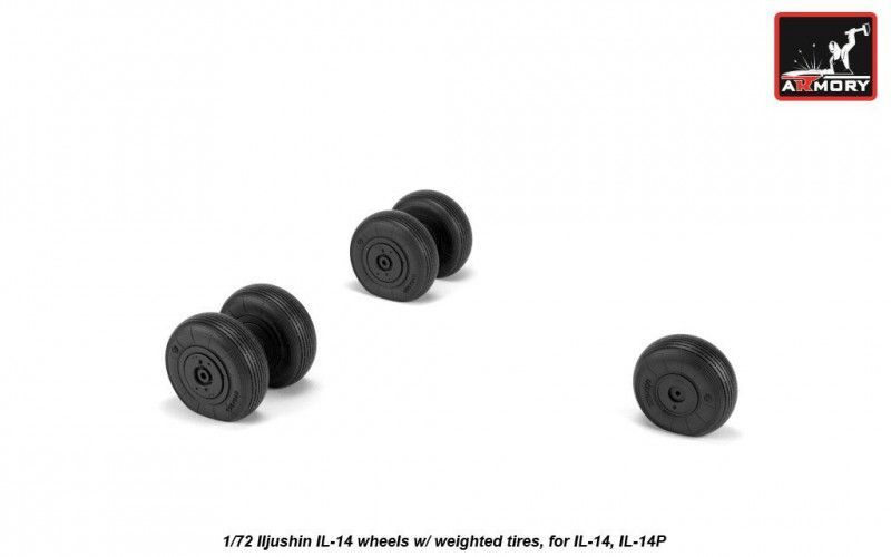 1:72 Iljushin IL-14 wheels w/ weighted tires, for IL-14, IL-14P