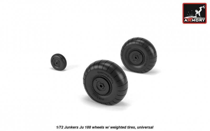 1:72 Junkers Ju 188 wheels w/ weighted tires, universal