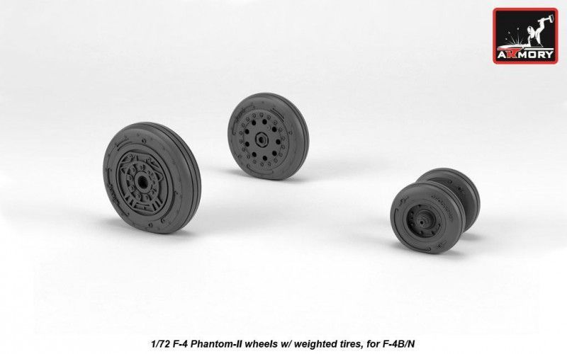 1:72 F-4 Phantom-II wheels w/ weighted tires, early