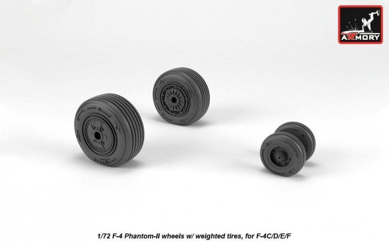 1:72 F-4 Phantom-II wheels w/ weighted tires, mid