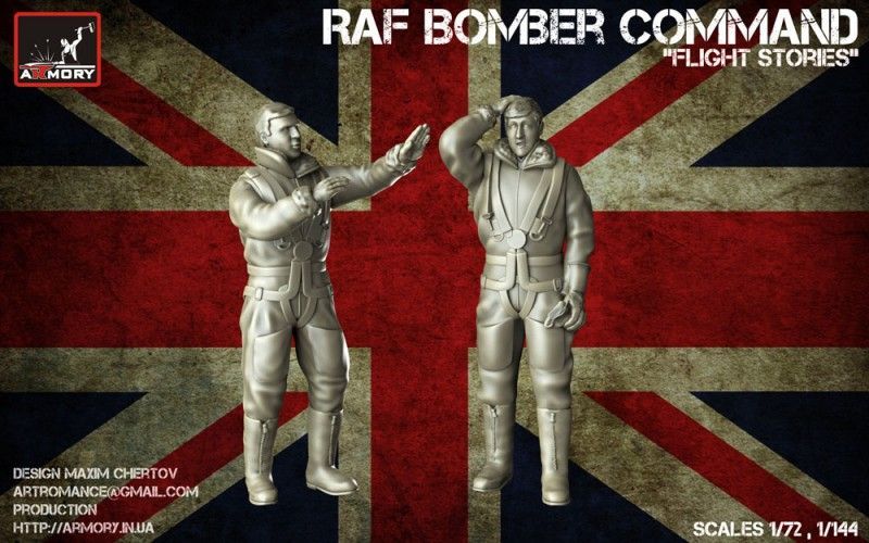 1:144 RAF WWII crewmen in high altitude outfit - 2 figures 