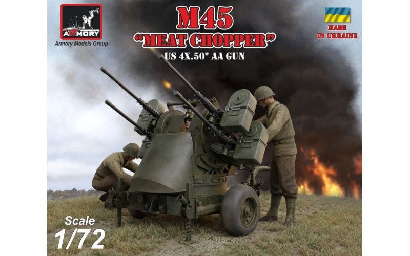 1:72 M45 Quadmount, US WWII 4x 12.7mm M2HB Turret on M20 trailer