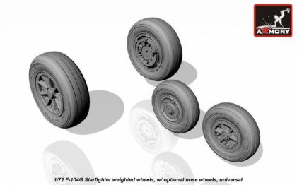 1:72 F-104G Starfighter weighted wheels, w/ optional nose wheels, universal
