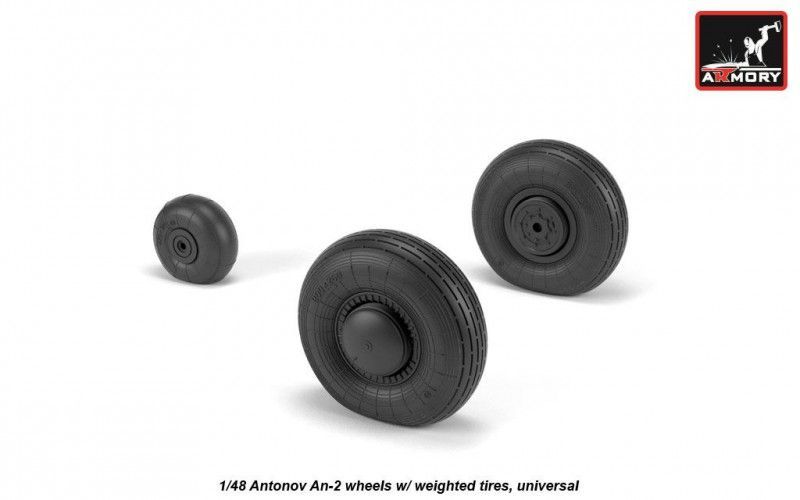 1:48 Antonov An-2/An-3 Colt wheels w/ weighted tires, universal