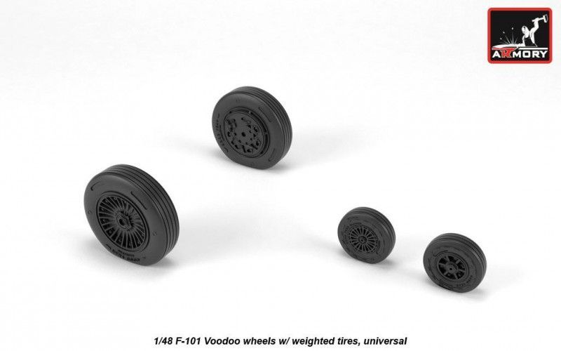 1:48 F-101 Voodoo wheels w/ optional nose wheels & weighted tires