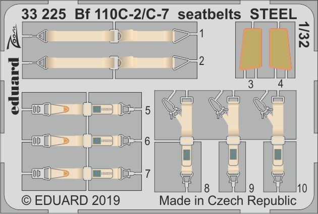 1:32 Bf 110C-2/C-7 seatbelts STEEL