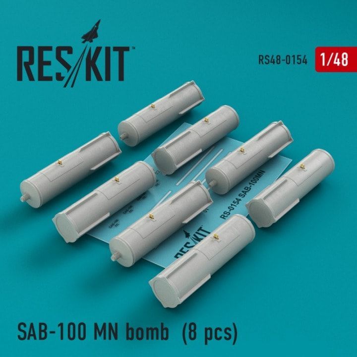1:48 SAB-100MN bomb for Su-7/17/24/25/27/30/34, MiG-21/27, Yak-38/130 (8 pcs)