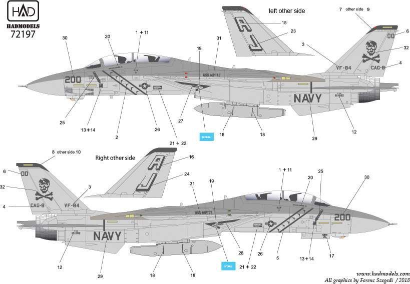 1:72 F-14A VF-84 Jolly Rogers USS NIMITZ low visibility