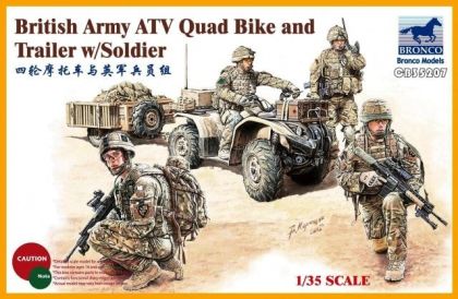 1:35 British Army ATV Quad Bike & Trailer w/ Figures w/ Foot Bridge