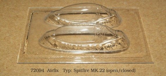 1:72 Canopy for Spitfire Mk. 22 (open-closed) (Airfix)