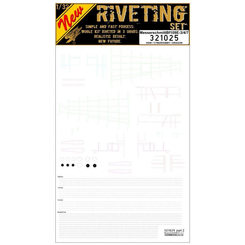 1:32 Bf109E-3/4/7  HGW models Riveting Set