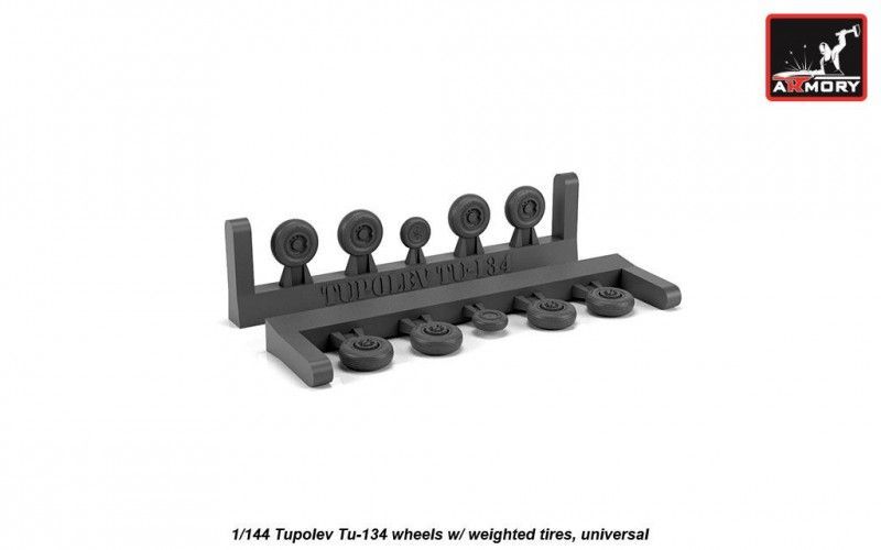 1:144 Tupolev Tu-134 wheels w/ weighted tires
