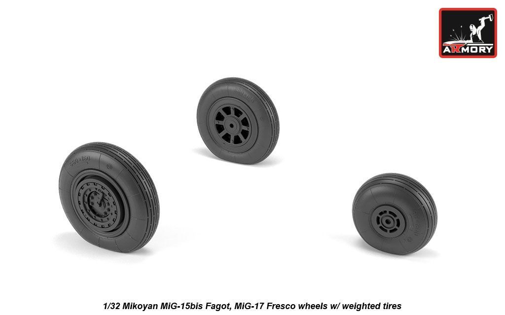 1:32 MiG-15bis Fagot (late) / MiG-17 Fresco wheels w/ weighted tires