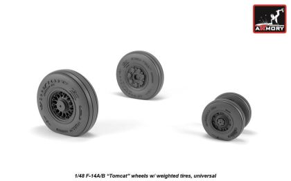 1:48 F-14A/F-14B Tomcat early type wheels w/ weighted tires