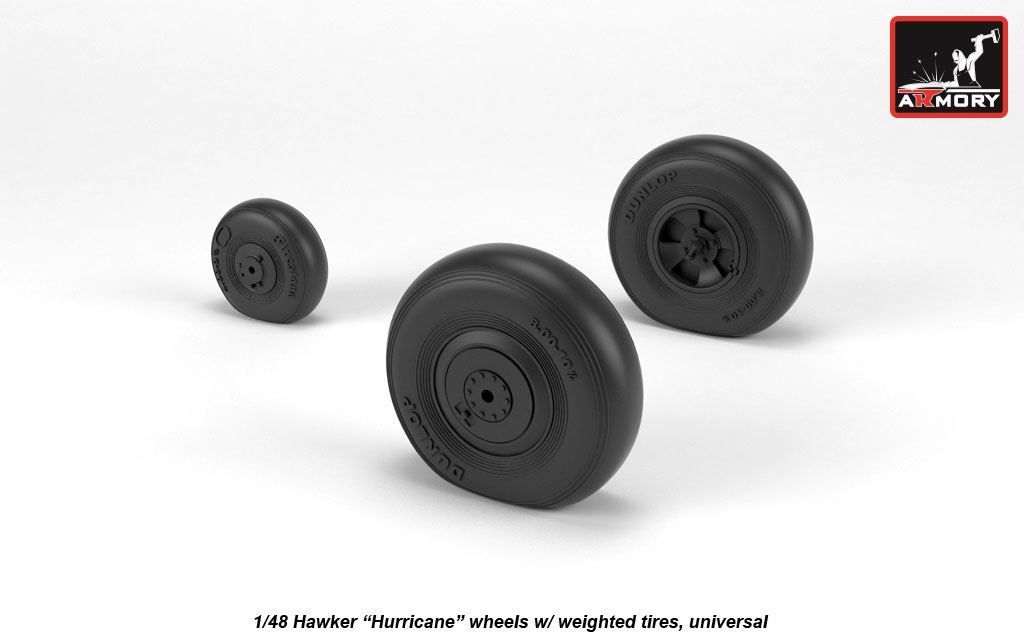 1:48 Hawker Hurricane wheels with weighted tires