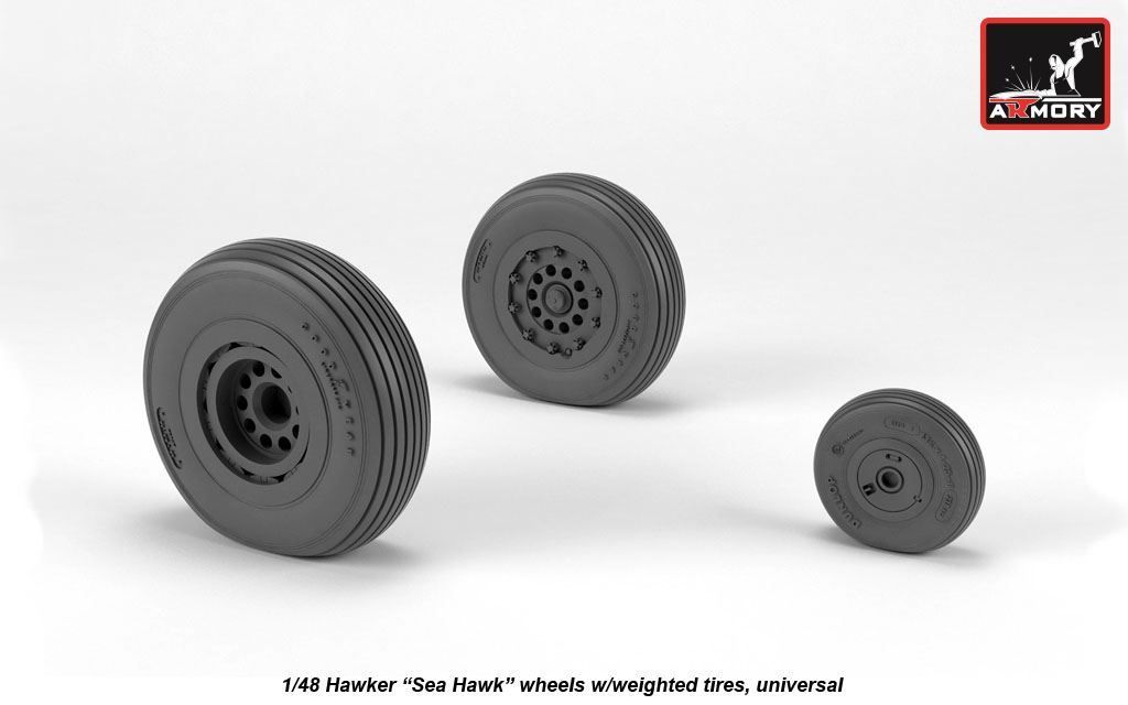 1:48 Hawker Sea Hawk wheels with weighted tires