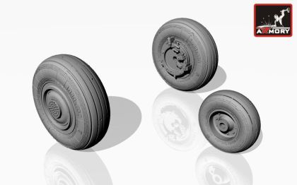1:72 Sukhoj Su-27 wheels with early type hubs, weighted tires, 2 types of front mudguard