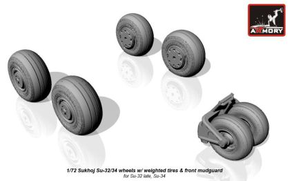 1:72 Sukhoj Su-32/34 wheels with weighted tires, front mudguard