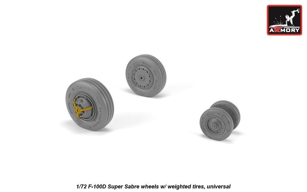 1:72 North-American F-100D Super Sabre wheels with weighted tires