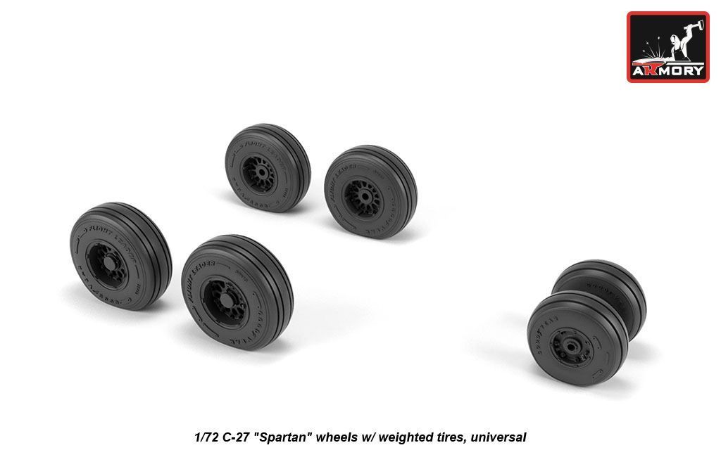 1:72 C-27J Spartan wheels w/ weighted tires