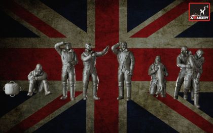 1:144 RAF WWII heavy bomber crew in high altitude outfit, full set