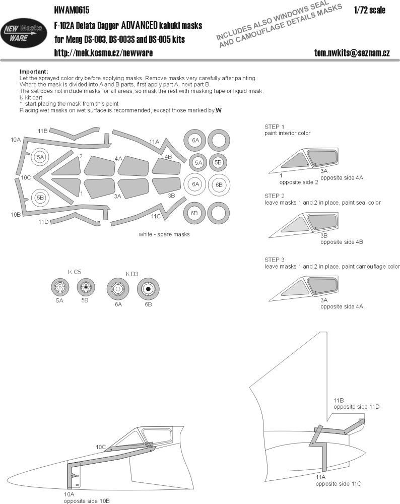 1:72 Mask F-102A Delta Dagger ADVANCED (MENG)