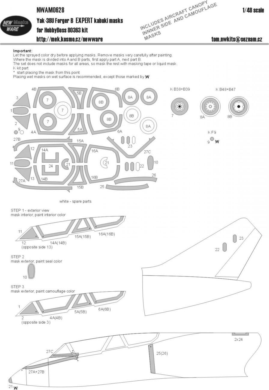 1:48 Yakovlev Yak-38U Forger B EXPERT kabuki masks