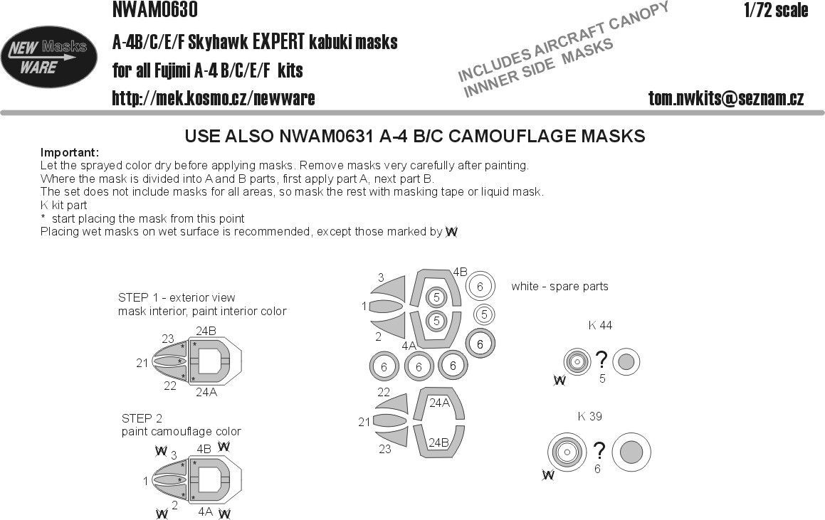 1:72 Douglas A-4B/A-4C/A-4E/A-4F Skyhawk EXPERT kabuki masks