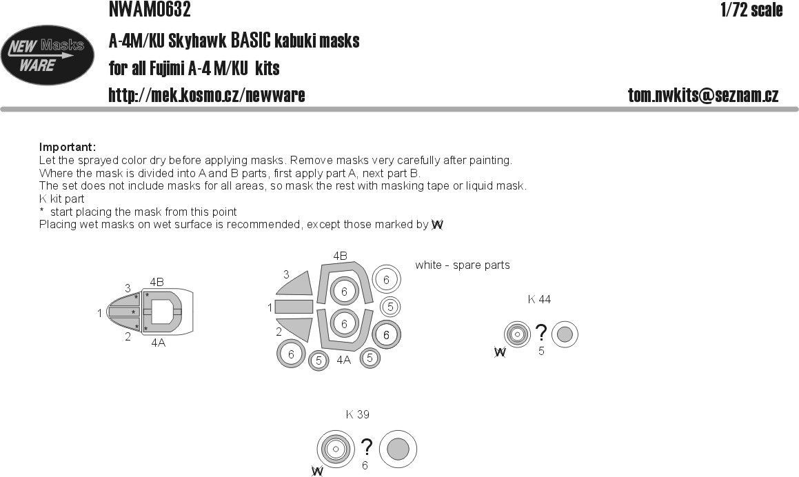 1:72 Douglas A-4M/KU Skyhawk BASIC kabuki masks