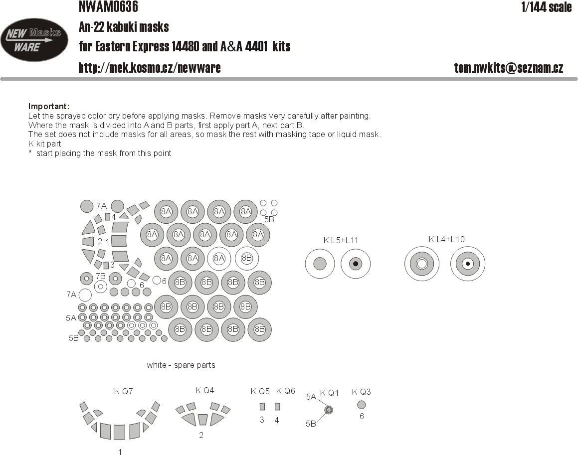 1:144 Antonov An-22 Heavy Turboprop Transport Aircraft kabuki masks