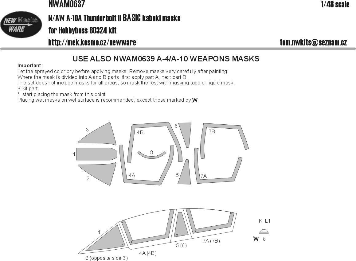 1:48 Fairchild A-10A Thunderbolt II BASIC kabuki masks