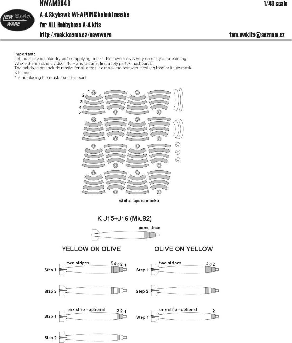 1:48 Douglas A-4E/A-4F/A-4M Skyhawk WEAPONS kabuki masks